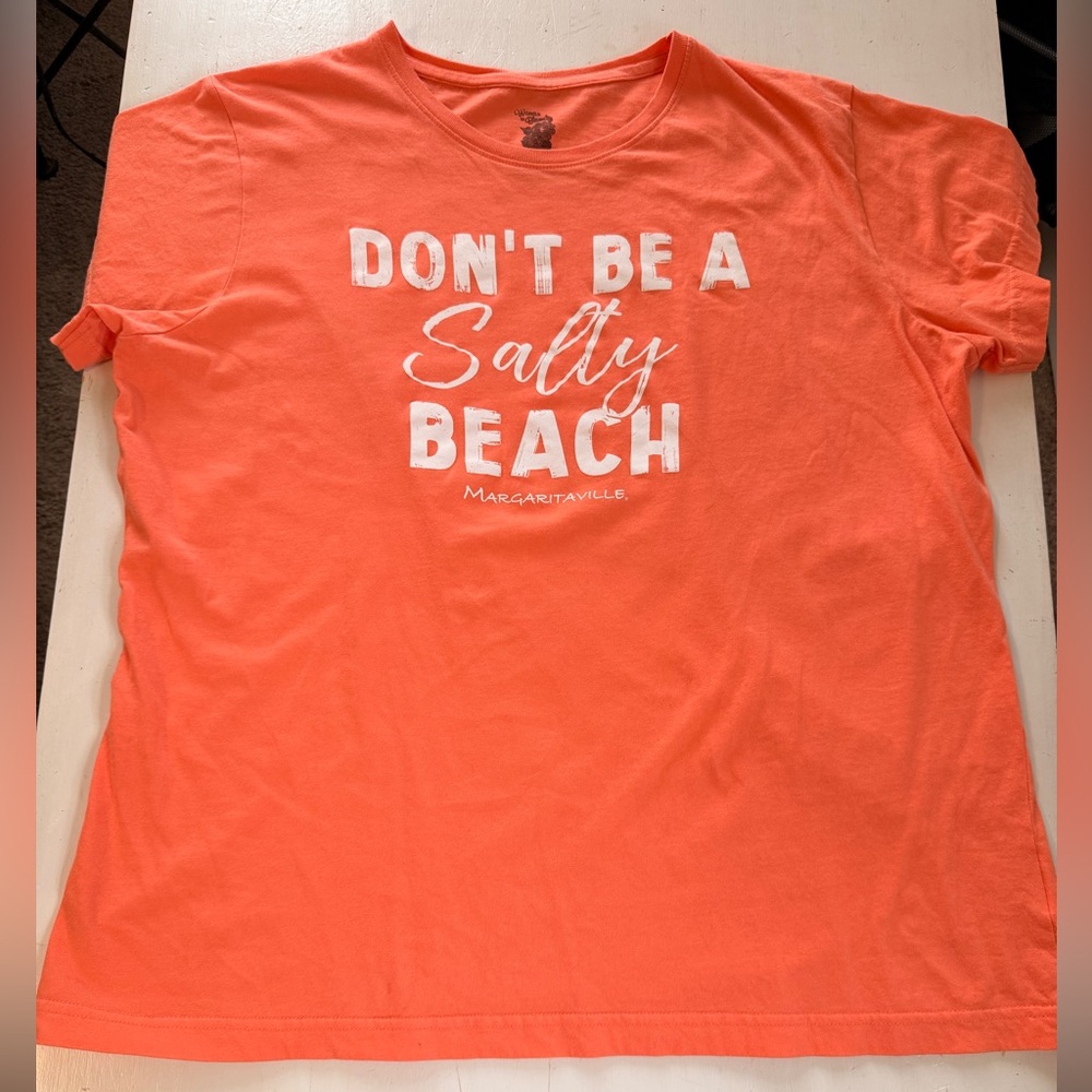 Margaritaville Womens Size XXL 2X Coral T-Shirt “Don’t Be a Salty Beach” - Picture 2 of 6